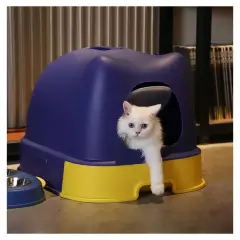 CAT OH - Arenero Cerrado para Gatos Orejitas azul