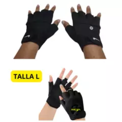 GENERICO - Guantes mitones color Negro Gym fitness Lycra LARGE