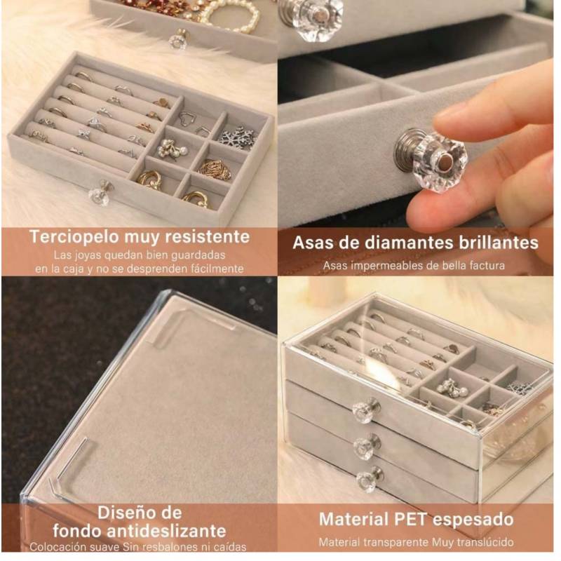Organizador de joyas de tres capas cajón transparente OEM