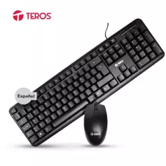 TEROS - Teclado y mouse Teros TE4062 Optico negro Español cableado USB