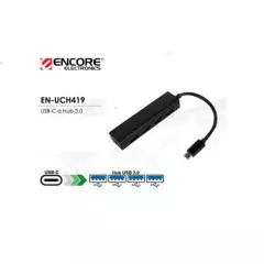 ENCORE ELECTRONICS - HUB USB TIPO-C con 4-PORT USB 3.0 BLACK