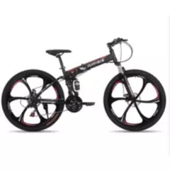 OEM - Bicicleta Montañera Plegable Negra Ruedas Tipo Cuchilla