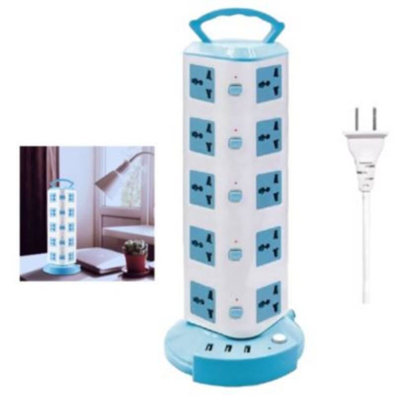 Enchufe de alimentación de torre vertical de forma - 4 Pisos + 3 Puertos  USB 2A ✓ - HB STORE PERU