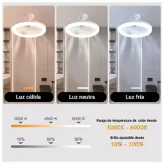 OEM - Ventilador Foco Led con 3 Tonos de Luz y 3 Velocidades Surtidos