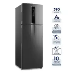 ELECTROLUX - Refrigerador Top Freezer Efficient con AutoSense Black Inox Look 390L IF43B Electrolux