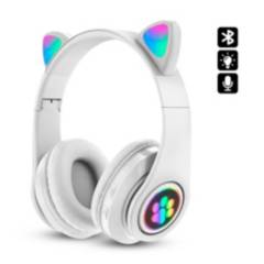 CC GROUP - Audífono Gato Inalámbrico Bluetooth LED RGB Micrófono Blanco 2024