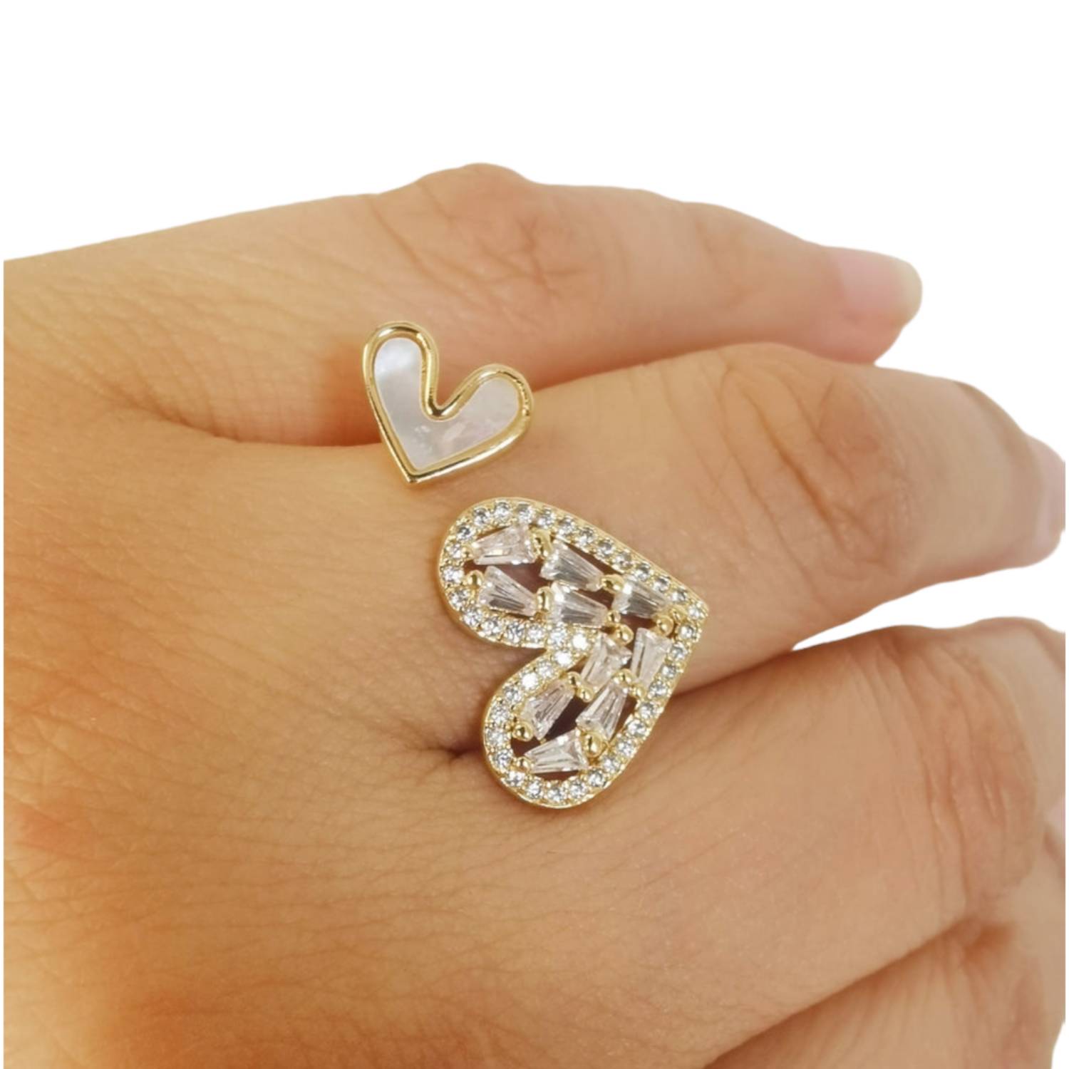 Anillo ZEFORA dorado brillante regulable corazón única mujer