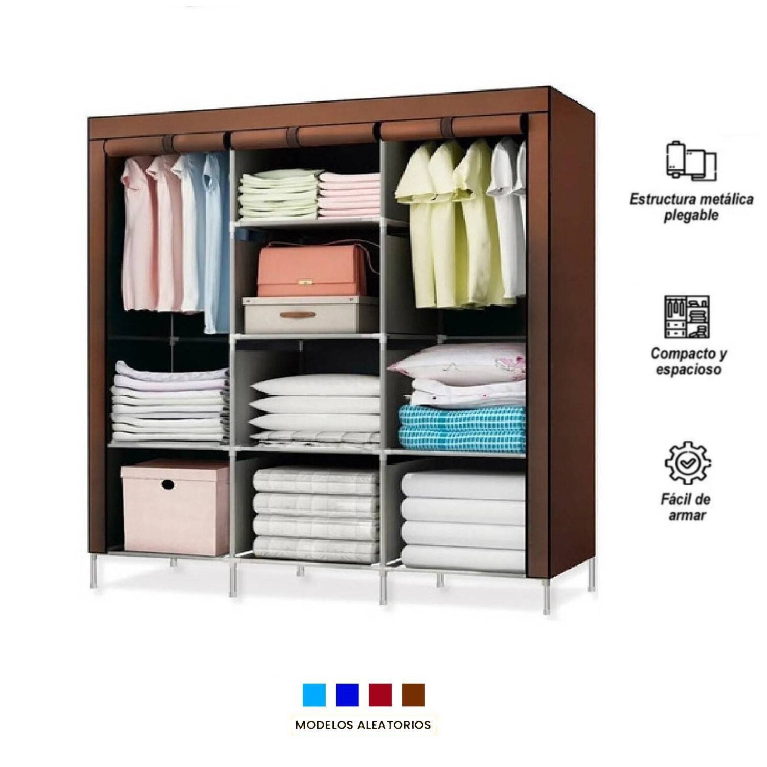 Ropero Organizador Armario Closet Armable 2 Cuerpos Funda 1.70MT