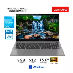LENOVO - Laptop Lenovo IdeaPad 3 15IAU7 Intel C i3 1215U 8Gb Ram/ 512Gb SSD/ 15.6” FHD/ Wind/ 82RK00WCLM