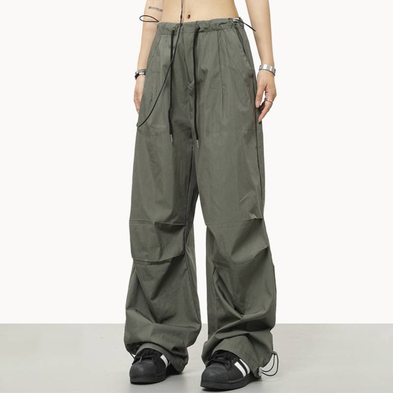 Pantalones cargo elásticos de cintura alta para mujer - Khaki