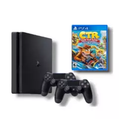 SONY - Consola PS4 Slim 1TB Negro Crash Team Racing+2 mandos Reacondicionada