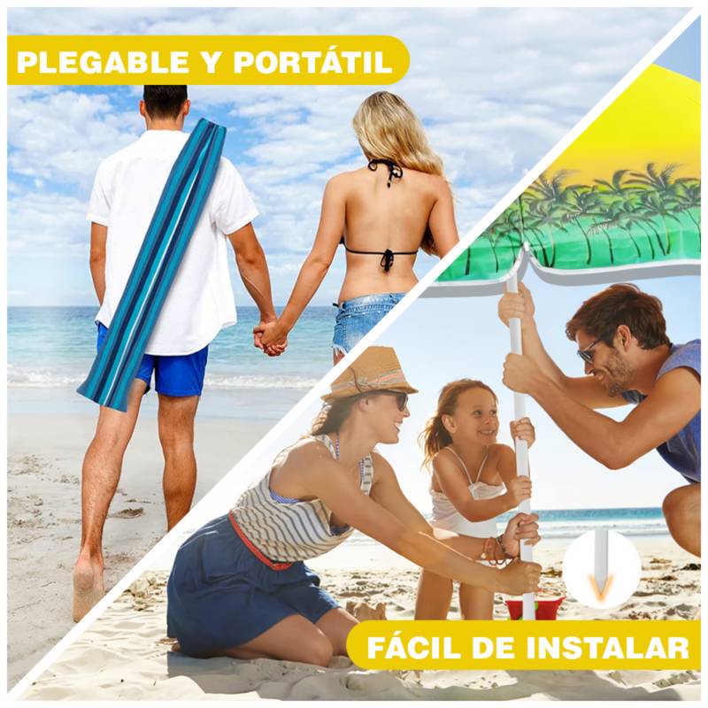 Sombrilla de Playa Grande para Sol 175cm Multicolor Y83 KELLER