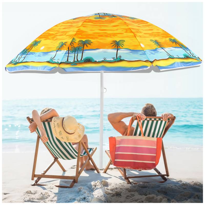 Sombrilla de Playa Grande para Sol 175cm Amarillo Y83 KELLER