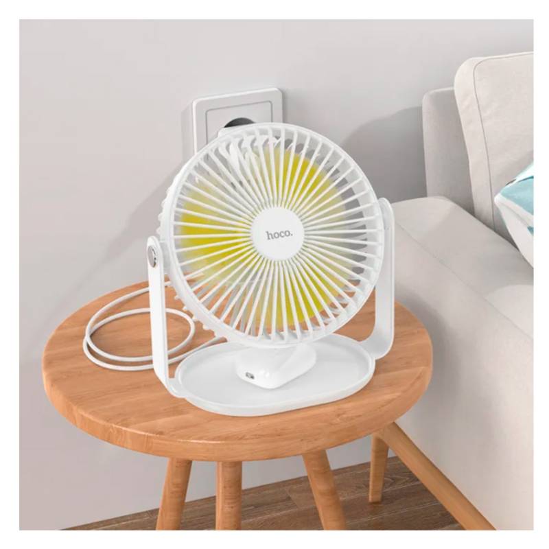 Ventilador USB Escritorio Mesa Luz Recargable Oscilante 4 Vel Luz DANKI