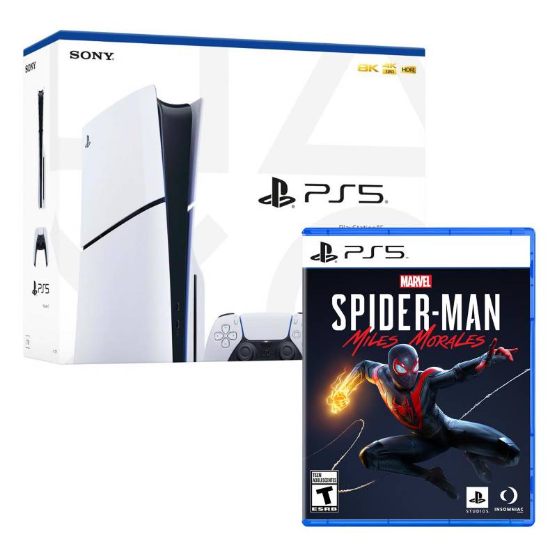 SONY - Consola Ps5 Slim Con Lector De Discos + Spiderman Miles Morales