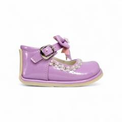 GENERICO - Zapato de Charol modelo pibe semi-ortopédico lila escarchado para bebé niña