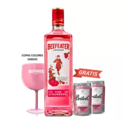 BEEFEATER - GIN BEEFEATER PINK 700ML + 2 RASPBERRY TONIC BRITVIC 150ML lata + COPA