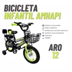 GENERICO - Bicicleta Infantil Aro 12 con doble asiento para niño