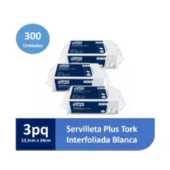 TORK - Servilleta Plus Tork Hoja Simple Blanca 3 paq x 100un