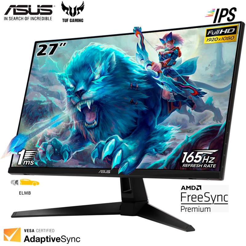 ASUS - Monitor Asus TUF Gaming VG279Q1A, 27 Full HD, 165Hz, IPS, 1ms