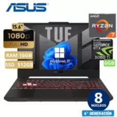 ASUS - Laptop Asus TUF Fa507RM-HN110W Amd Ryzen 7 15.6" Fhd, Ram 16Gb, Ssd 512Gb, Windows 11