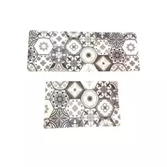 GENERICO - Set x 2 Alfombras de cocina antideslizante - Diseño mosaico gris
