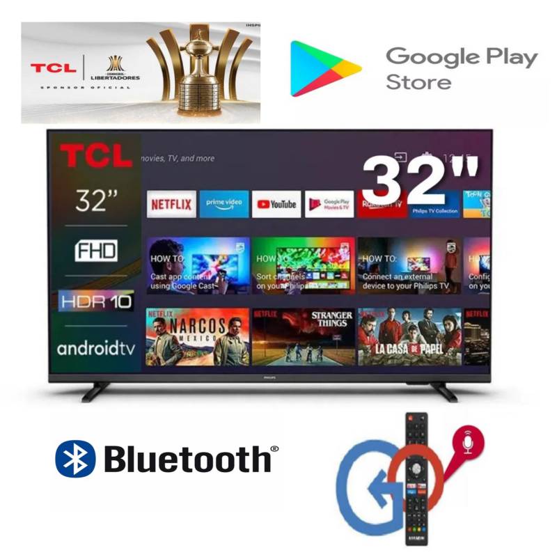 TCL - Led 32 Pulgadas Control de Voz Smart Android TV Full HD