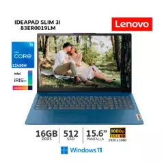 LENOVO - Laptop Lenovo Ideapad Slim 3i 156” Core i5-12450H 16Gb Ram 512Gb SSD Windows 11 83ER0019LM