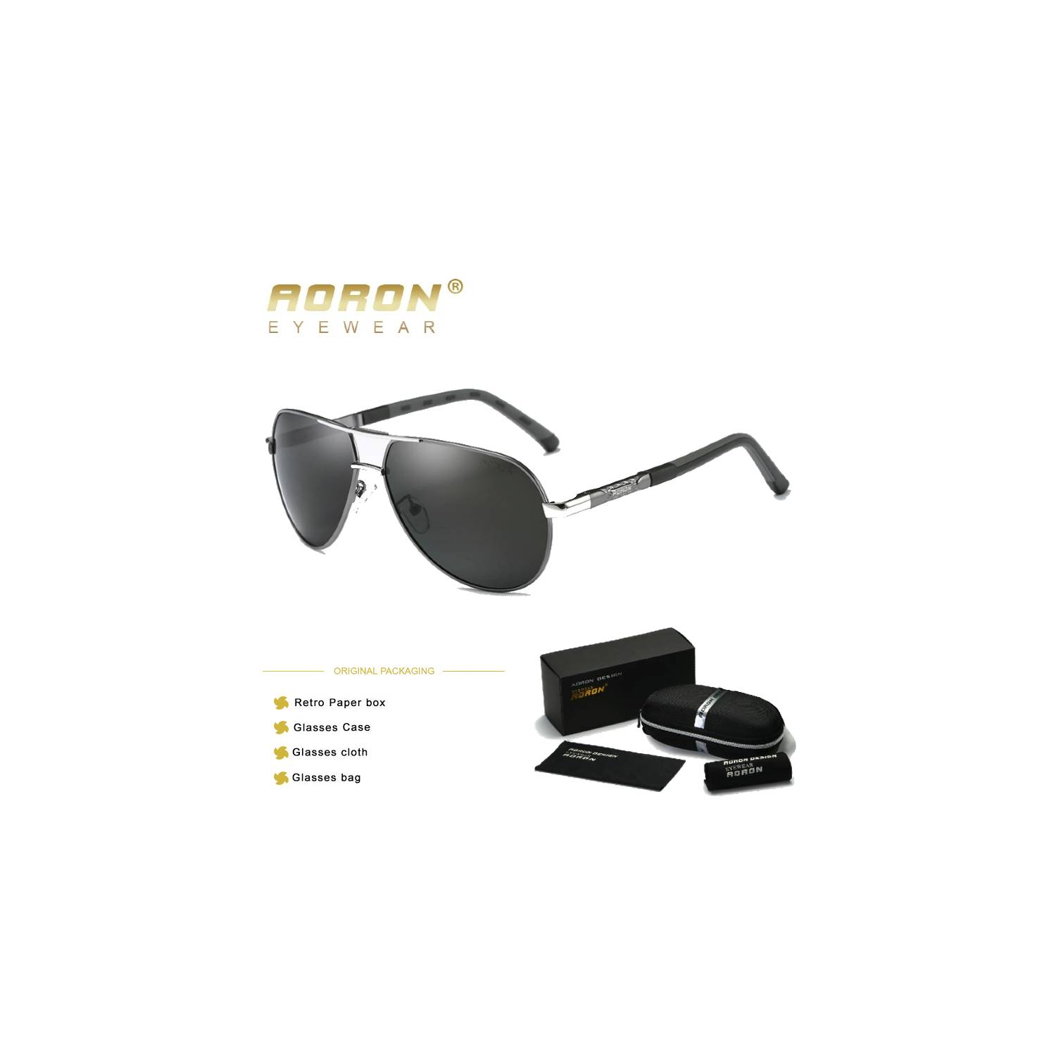 Lentes Polarizados De Aluminio Aoron Para Hombre Con Estuche