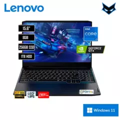 LENOVO - Laptop Gamer Lenovo 15.6 " I7 8GB 256GB + 1TB GTX 4GB W11 IPS 82K100RMLM