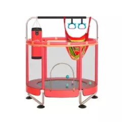 GENERICO - Trampolín Saltarín Infantil Con Juegos Red De Seguridad 140cm Rojo