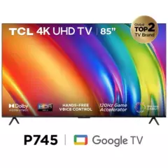 TCL - Televisor TCL  85" UHD 4K Smart TV Google TV 85P745