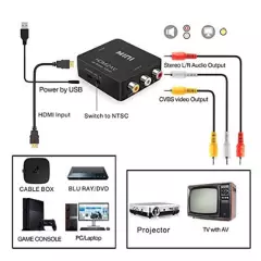MINI - Convertidor Adaptador HDMI a AV RCA 1080p Full HD Video Negro