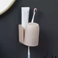 GENERICO - Kit Soporte para Cepillos y Pasta Dental Sin Perforación Color Cafe