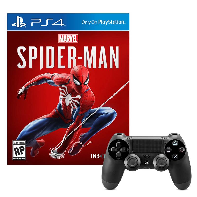 SONY - Combo: Control PS4 Negro + Spider-Man PS4