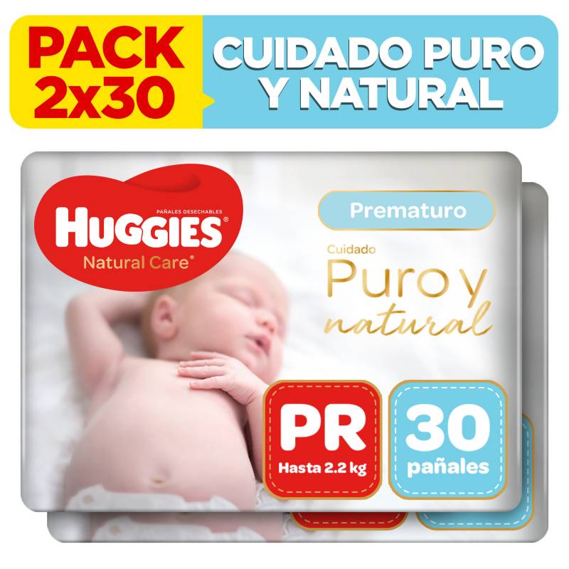 HUGGIES - Pack Pañales Natural Care Prematuro 2x30
