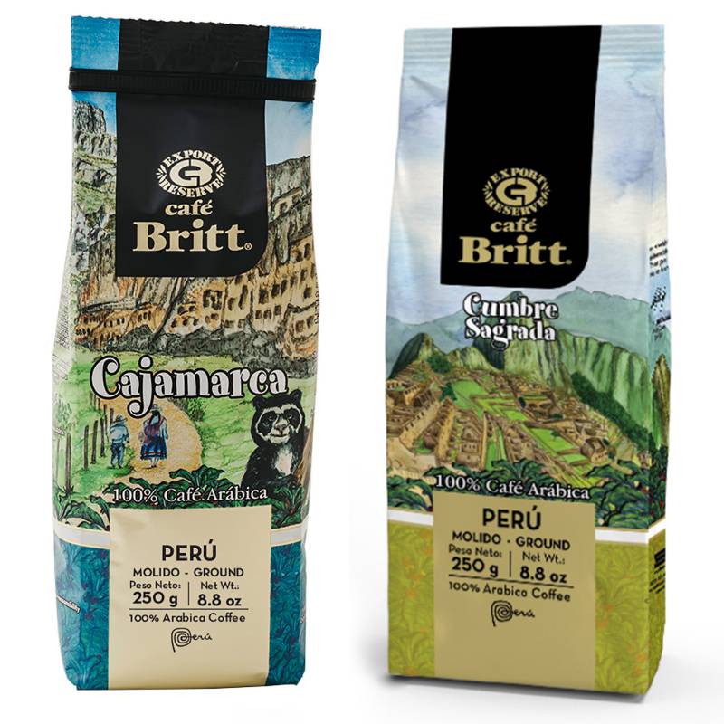 BRITT - Pack x 2 Britt Café Molido Cumbre Sagrada 250Gr + Cajamarca 250Gr