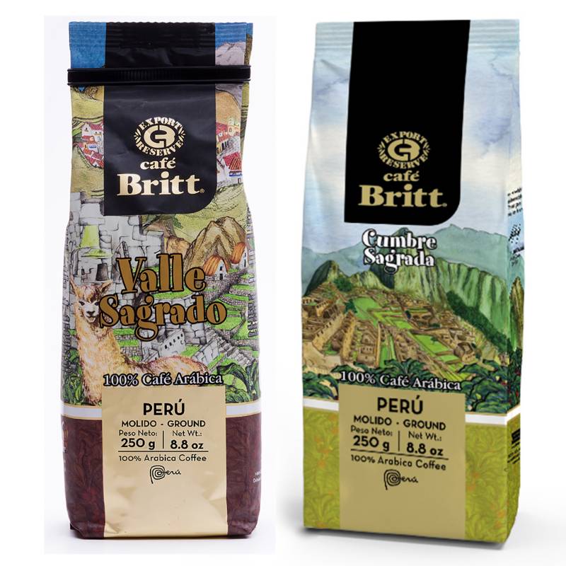 BRITT - Pack x 2 Britt Café Molido Cumbre Sagrada 250Gr + Valle Sagrado 250Gr