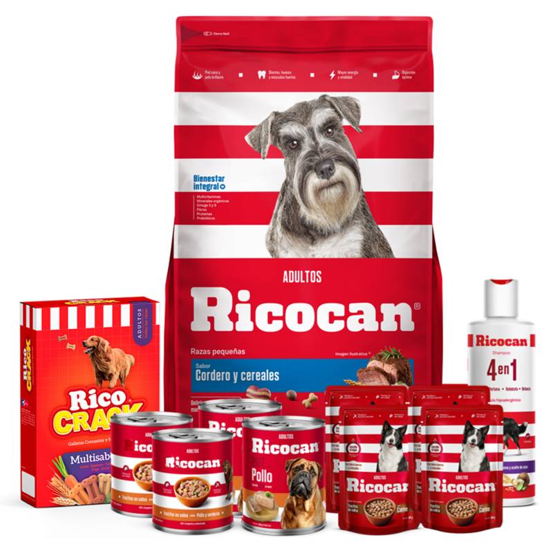 RICOCAN - Pack Ricocan Cordero y Cereales  Adultos Razas Pequeñas 22Kg