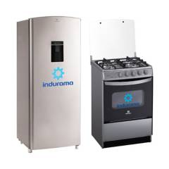 INDURAMA - Combo: Refrigeradora 177 lt RI-279D Silver + Cocina Alicante Spazio Plus Gr 4h