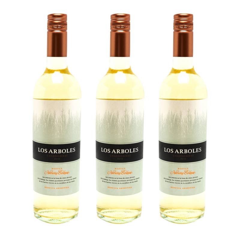  - Vino Los Arboles Chardonnay 750ml x 3 Botellas