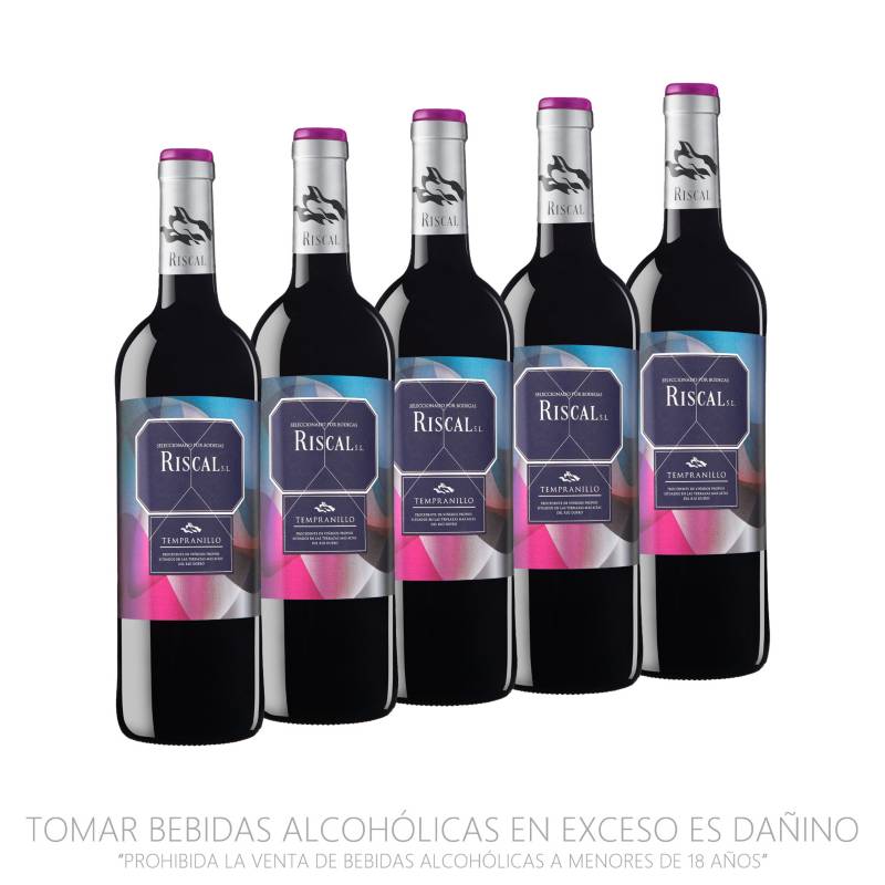  - Vino Marques de Riscal Tempranillo 750ml x 5 Botellas