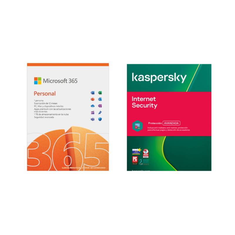 Combo: Microsoft Programa Office 365 Personal 32/64 bits + Antivirus  Kaspersky Internet security 1 user 1 año Bundle MICROSOFT 