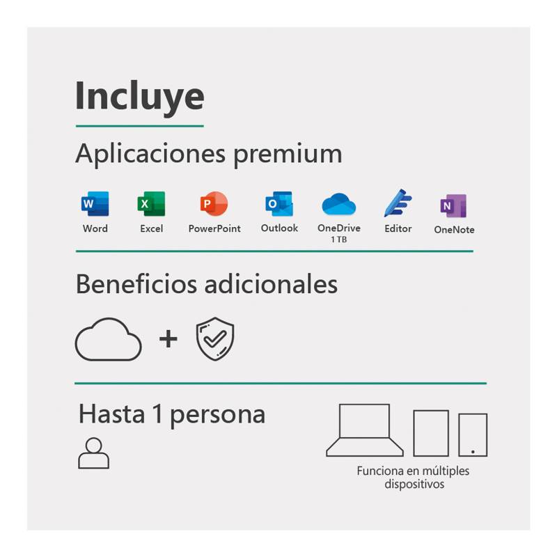 Combo: Microsoft Programa Office 365 Personal 32/64 bits + Antivirus  Kaspersky Internet security 1 user 1 año Bundle MICROSOFT 