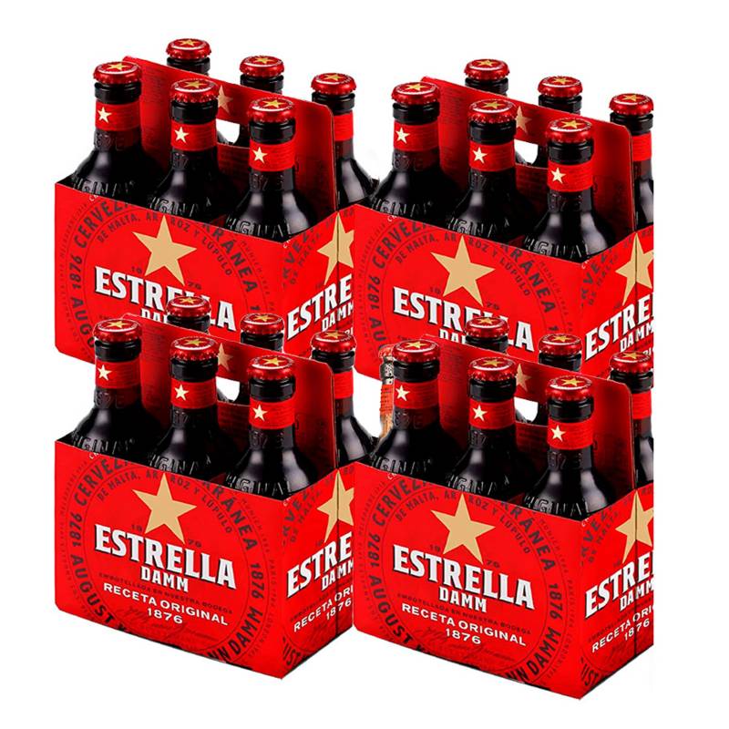  - Six Pack Cerveza Estrella Damm 250ml x 4 (24 botellas)