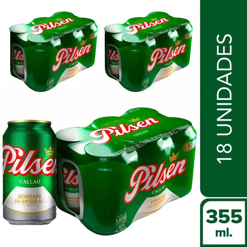 PILSEN - Six Pack Cerveza Pilsen Callao Lata 355ml (18 Latas)