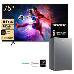 HISENSE - Promo: Smart TV UHD 4K 75'' 75A6H + Frigo Bar 90L