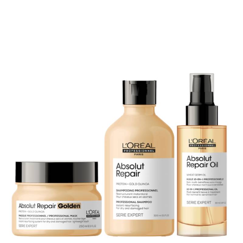 Rutina para cabello dañado Absolut shampoo 300ml + mascarilla 250ml + oil 90ml LOREAL PROFESSIONNEL | falabella.com