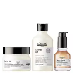 LOREAL PROFESSIONNEL - Tratamiento Metal Detox para Pelo: shampoo 300ml + mascarilla 250ml + oil 50ml
& oil.
