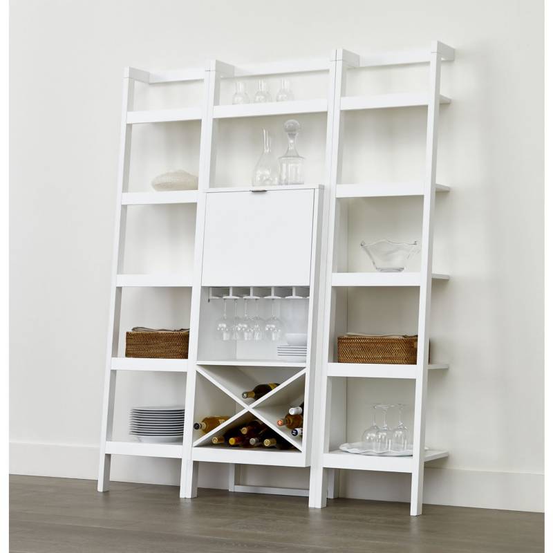 CRATE & BARREL - Mueble Sawyer Blanco Bar con Librero de 46 cm